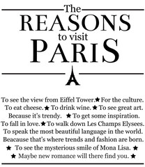 The reasons to visit Paris. Vector art.