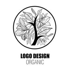 Vector design elements for organic natural logo - tree from flowers