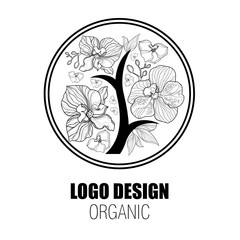 Vector design elements for organic natural logo - tree from flowers