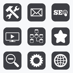 Internet, seo icons. Repair, database and star.