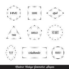 Vector modern vintage geometric shapes. Templates Set for label, banner, insignias, business brand design.