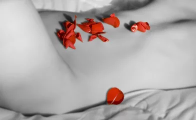 Foto auf Acrylglas rozenblaadjes voor valentijn © petradejongstock