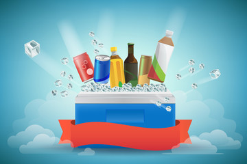 beverage in cooler filled with ice. vector Illustration , Graphic Design