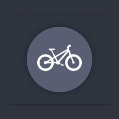 Fat bike icon, bicycle round flat icon, vector illustration