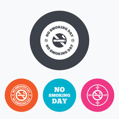 No smoking day icons. Against cigarettes.