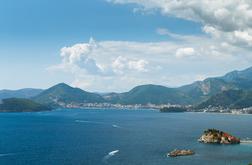 The picturesque panorama of the Adriatic coast near the island o