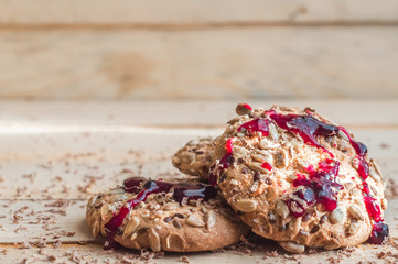 Baking with jam on the table