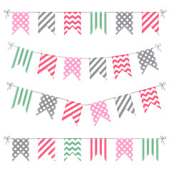 Obraz premium Set of multicolored flat buntings garlands. Flags for decoration.