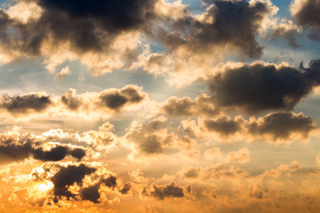 colorful dramatic sky with cloud at sunset