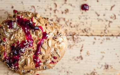 Baking with jam on the table