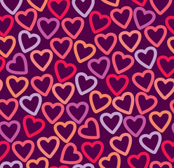 Obraz na płótnie Canvas Seamless pattern multicolored contours hearts. 