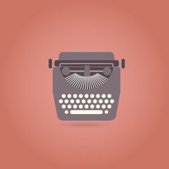 Retro style typewriter flat icon. Vector illustration.