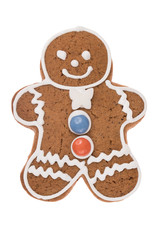 Christmas gingerbread man isolated on a white background