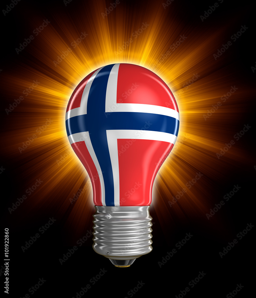 Poster light bulb with norwegian flag. image with clipping path