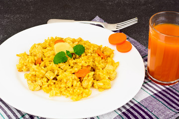 Healthy Food: Pilaf with Meat and Rice.