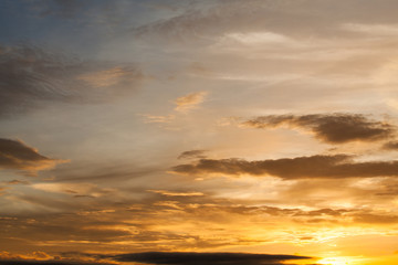 colorful dramatic sky with cloud at sunset