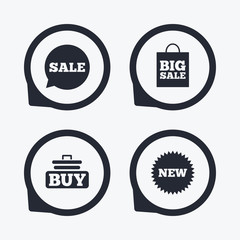 Sale speech bubble icon. Buy cart symbol