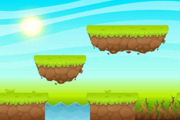 Game Background made from seamless endless elements. Vector assets and layers for mobile games
