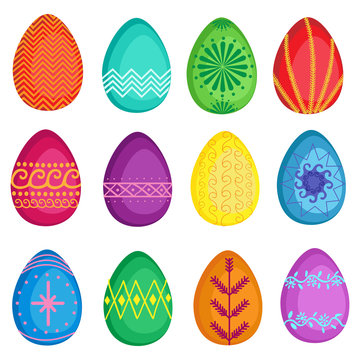 colorful easter eegs vector illustration set