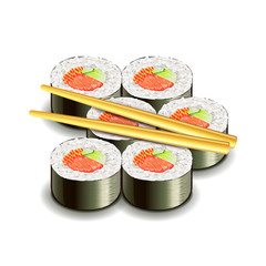 Sushi roll isolated on white vector