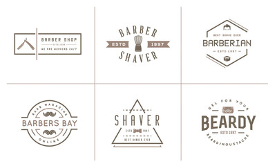 Set of Vector Barber Shop Elements and Shave Shop Icons Illustration can be used as Logo or Icon in premium quality