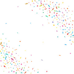 Abstract colorful confetti background. Isolated on white. Vector holiday illustration.