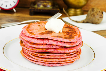 Pancake with Beets. Diet Food
