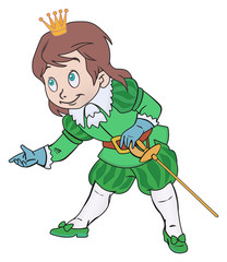 Charming prince boy with a sword and a crown
