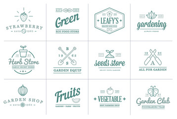 Set of Vector Garden and Farm Elements and Fruits or Vegetables Icons Illustration can be used as Logo or Icon in premium quality