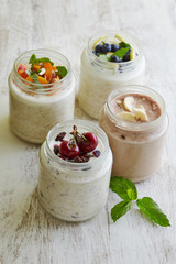 oatmeal dessert decorated with fresh fruit