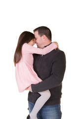 A father and his daughter isolated on white