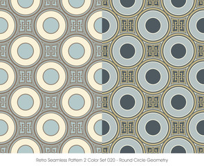 Fototapeta premium Retro Seamless Pattern 2 Color Set_020 Round Circle Geometry