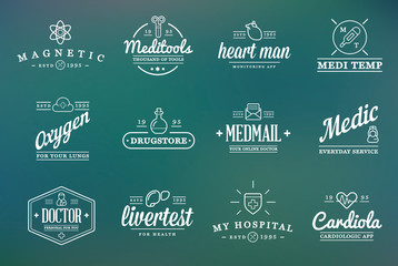 Medicine Health Vector Symbols Icons Can Be Used as Logotype Element or Icon, Illustration Ready for Print or Plotter Cut or Using as Logotype with High Quality