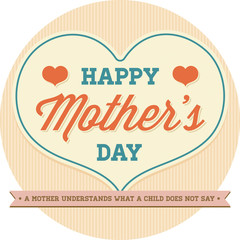 Vintage Happy Mothers's Day Design for Template or Postcard or Poster or Sticker Badge and any layout for print or web