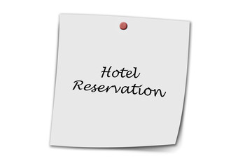 Hotel reservation written on a memo