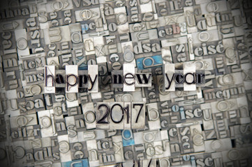Happy New Year 2017 - caracteres d'imprimerie en plomb 
