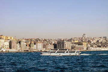 Fototapeta na wymiar Istanbul ferry. Boat on Bosporus.