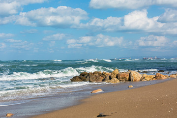 big waves on the Mediterranean Sea