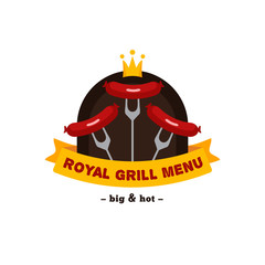 Vector bright bbq and grill restaurant logo. Brand sign