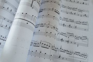 music sheets. Good file for musical backgrounds. shallow DOF