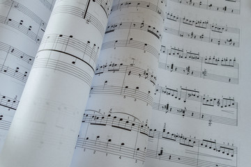 Fototapeta premium music sheets. Good file for musical backgrounds. shallow DOF