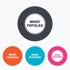 Most popular star icon. Most watched symbol.