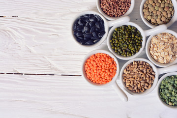 Cereals in ceramic bowls