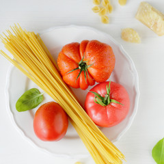 raw spaghetti and other ingredients