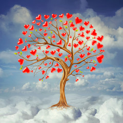 Tree  of hearts, valentines day background,illustration