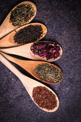 assortment of dry tea. healthy food concept