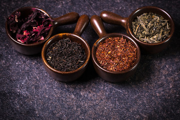 assortment of dry tea. healthy food concept