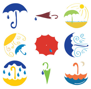set of various umbrellas /set of vector plots from different umbrellas