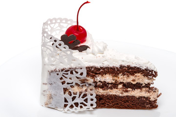 Piece of cake with cherries