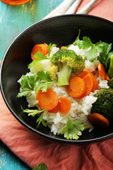 rice with roasted carrots and broccoli